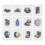 Astronauts and the Moon 12Pcs - Mini Diamond Painting Kit