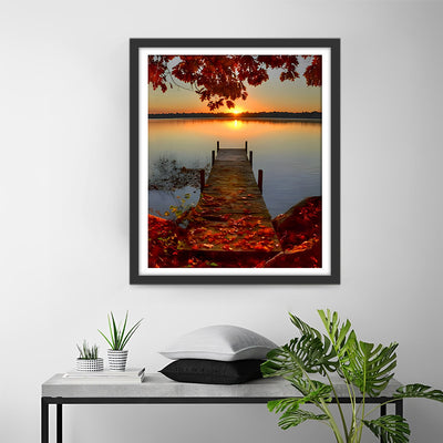 Autumn Lake Sunset Diamond Painting