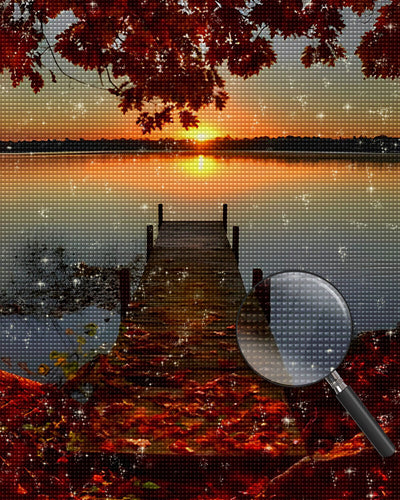 Autumn Lake Sunset Diamond Painting