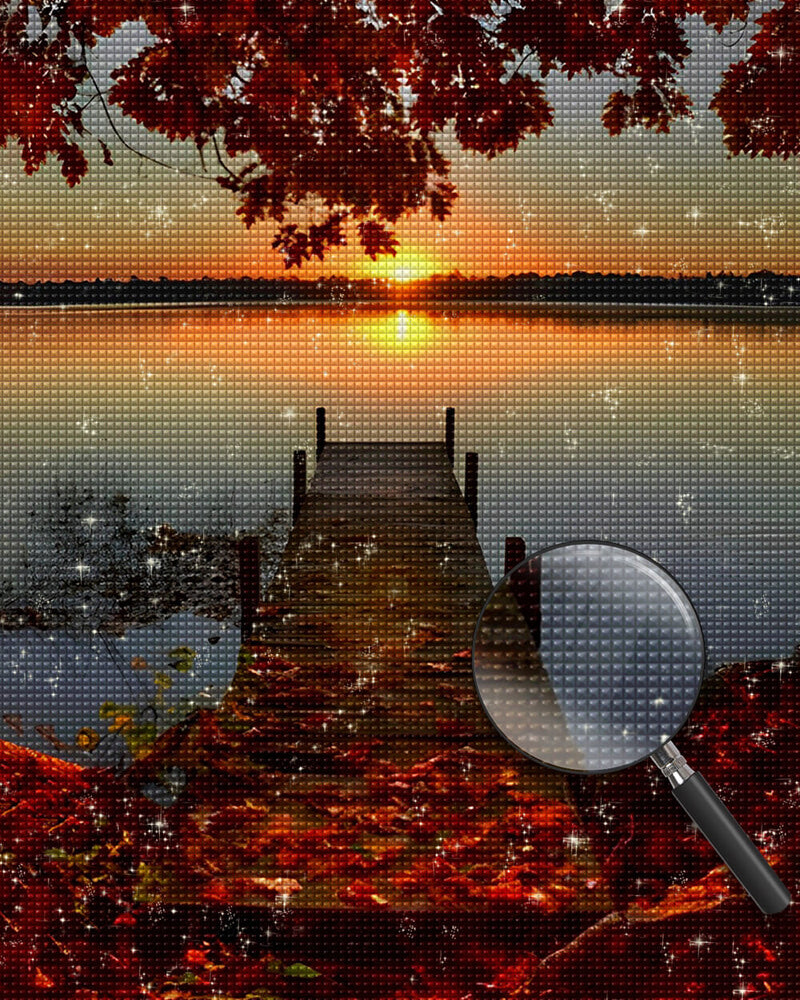 Autumn Lake Sunset Diamond Painting