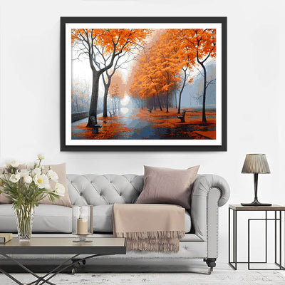 Autumn Leaves on the Road Diamond Painting