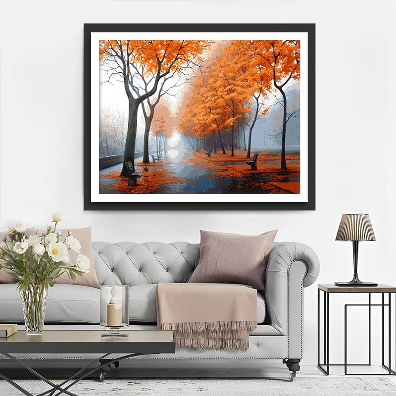 Autumn Leaves on the Road Diamond Painting