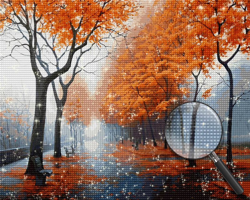 Autumn Leaves on the Road Diamond Painting