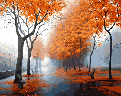 Autumn Leaves on the Road Diamond Painting