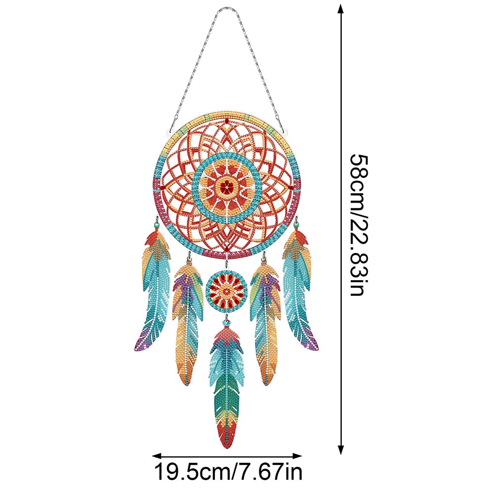 Autumn Lotus Mandala Dreamcatcher 2D Flat Hanging Diamond Painting Kits