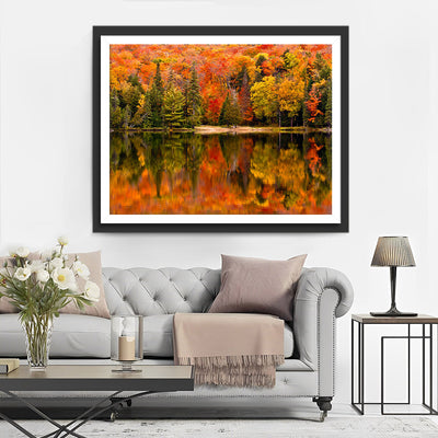 Autumn Woods and Reflection Diamond Painting