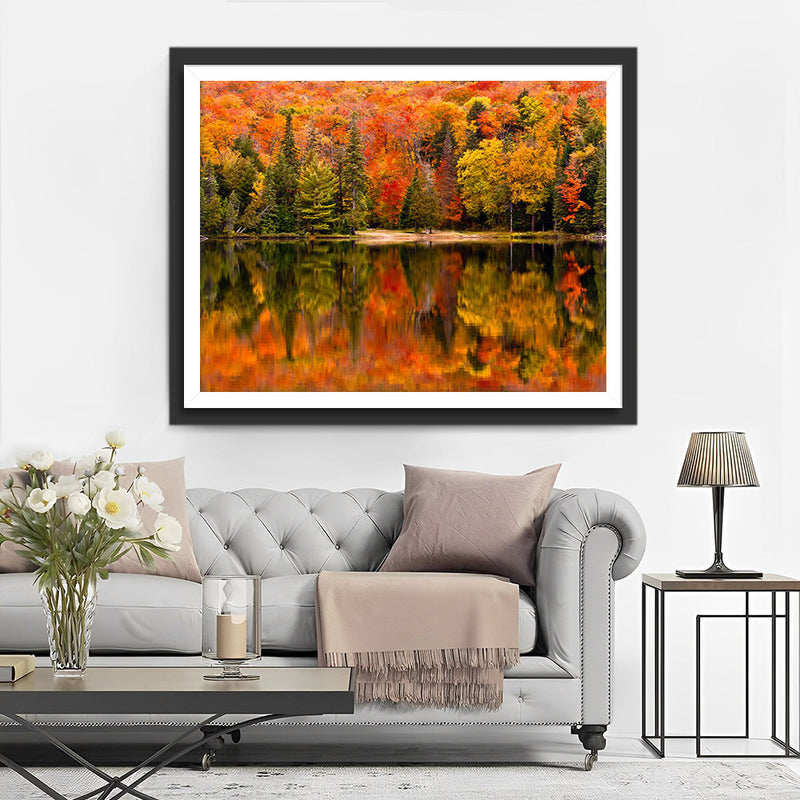 Autumn Woods and Reflection Diamond Painting
