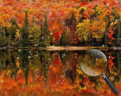 Autumn Woods and Reflection Diamond Painting