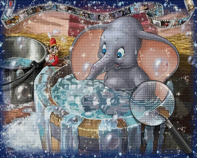 Baby Elephant Taking A Bath Diamond Painting