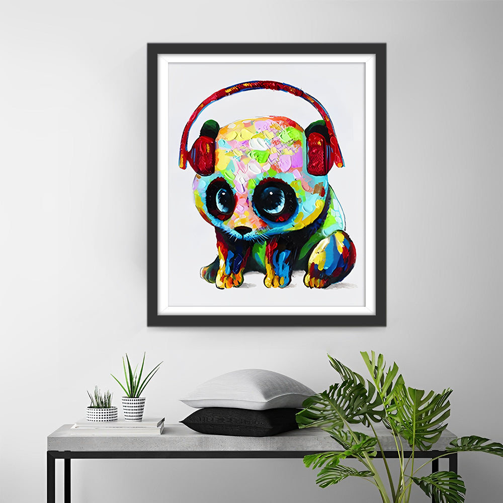Baby Panda Wearing Headphones Diamond Painting
