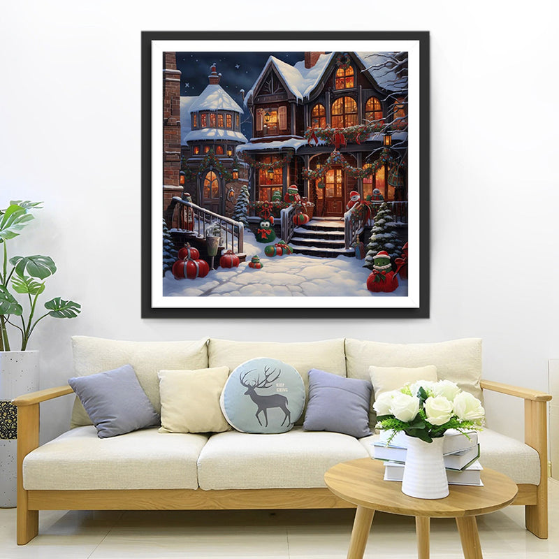Beautiful and Cozy Christmas Villa Diamond Painting