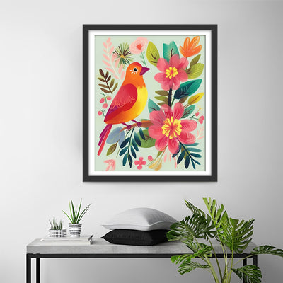 Beautiful Bird and Flowers Diamond Painting
