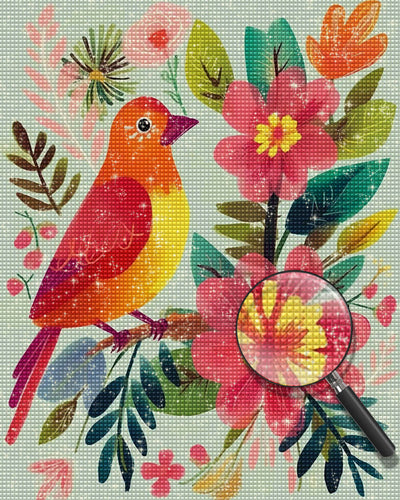 Beautiful Bird and Flowers Diamond Painting
