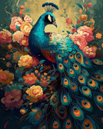 Beautiful Peacock and Peony Flowers Diamond Painting