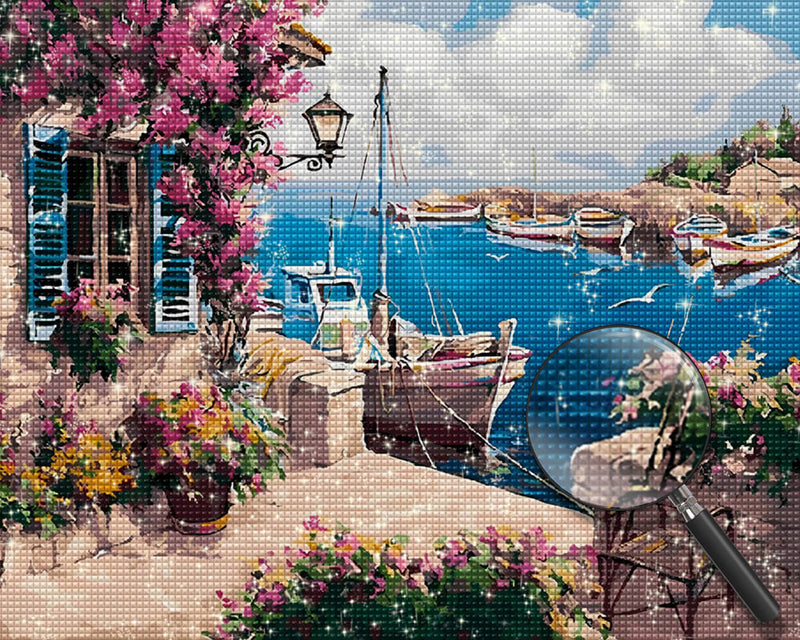 Beautiful View of the Sea and Boats Diamond Painting