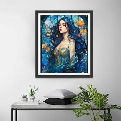 Beautiful Woman with Blue Hair Diamond Painting