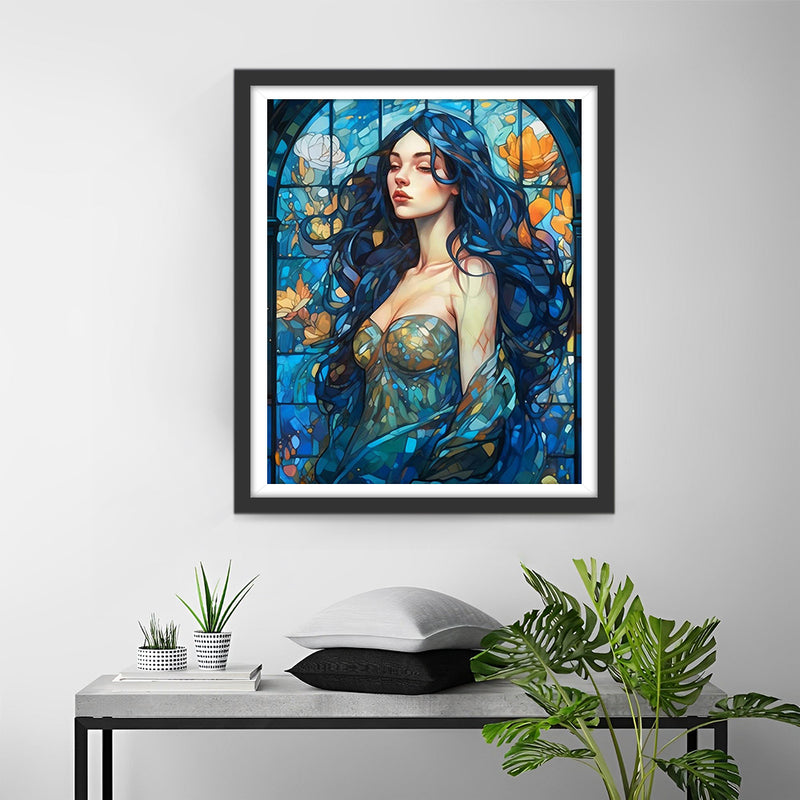 Beautiful Woman with Blue Hair Diamond Painting
