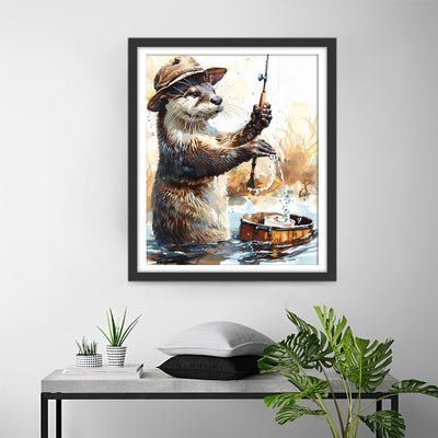 Beaver Fishing Diamond Painting