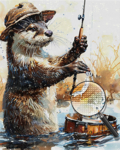 Beaver Fishing Diamond Painting