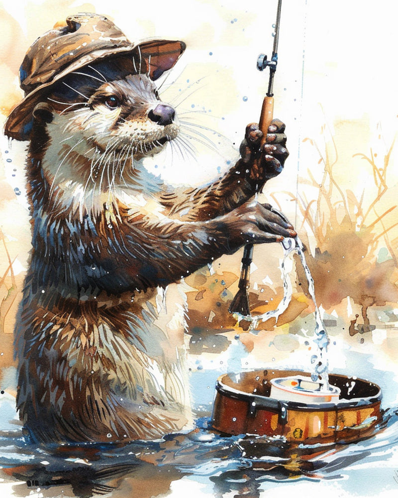 Beaver Fishing Diamond Painting