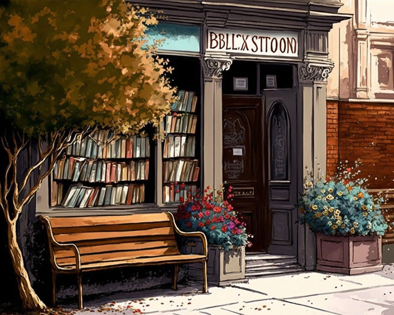 Bench outside the Bookshop Diamond Painting