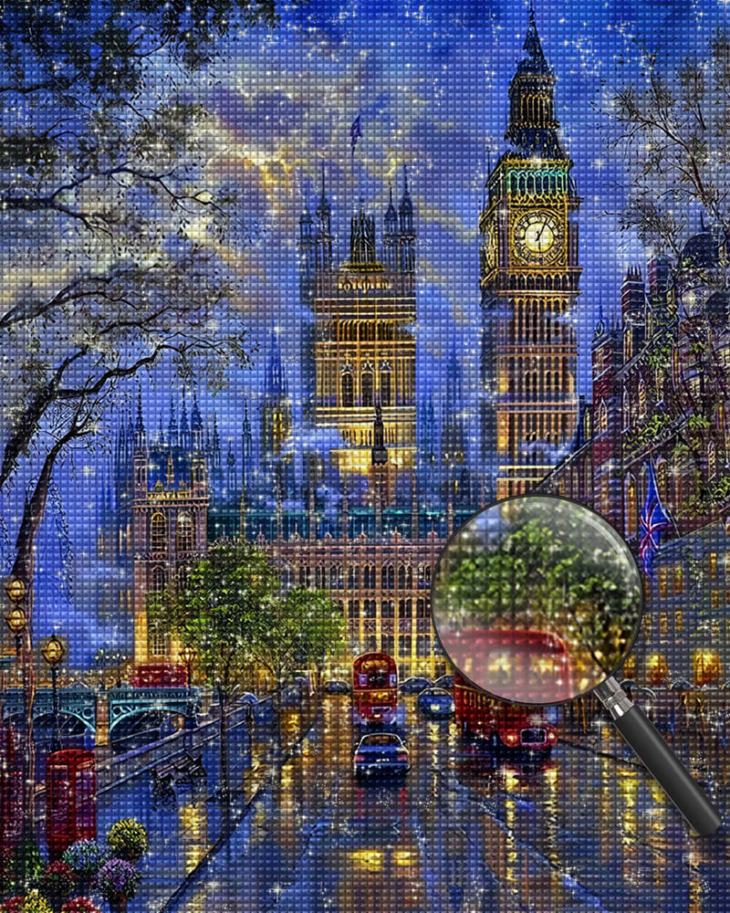 Big Ben in London in the Rain Diamond Painting