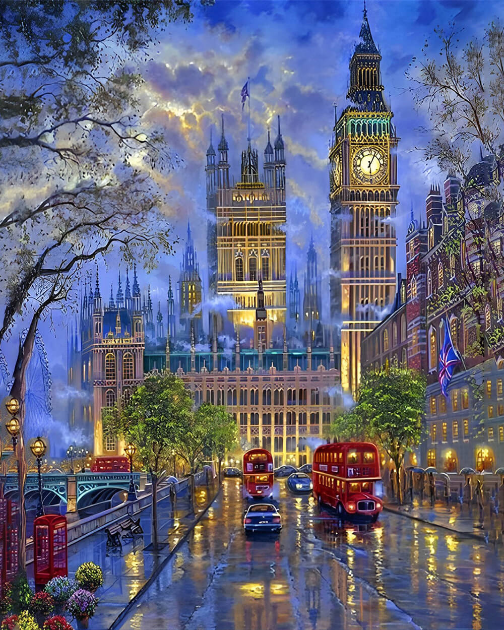 Big Ben in London in the Rain Diamond Painting