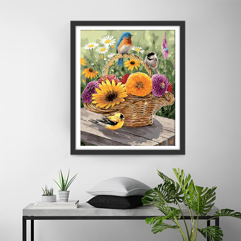 Birds and Colorful Daisy Diamond Painting