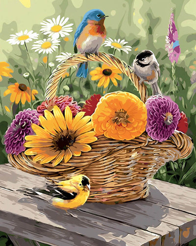 Birds and Colorful Daisy Diamond Painting