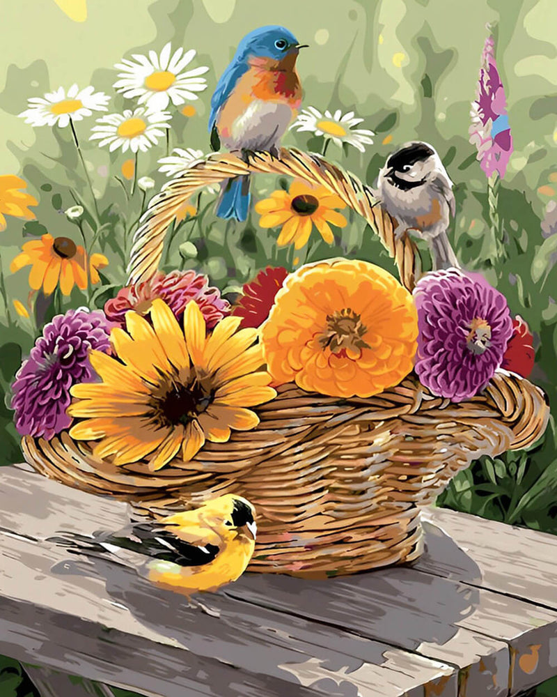 Birds and Colorful Daisy Diamond Painting