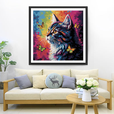 Black Cat and Butterflies Diamond Painting