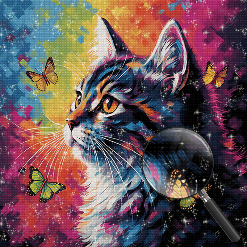 Black Cat and Butterflies Diamond Painting