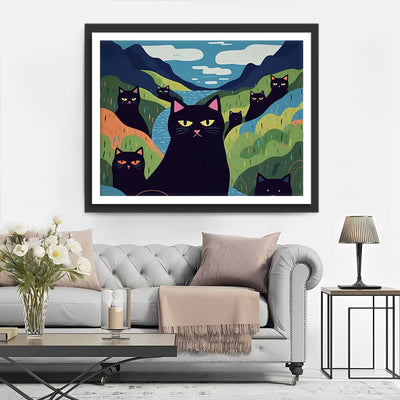 Black Cat Hiding in the Hillside Diamond Painting 