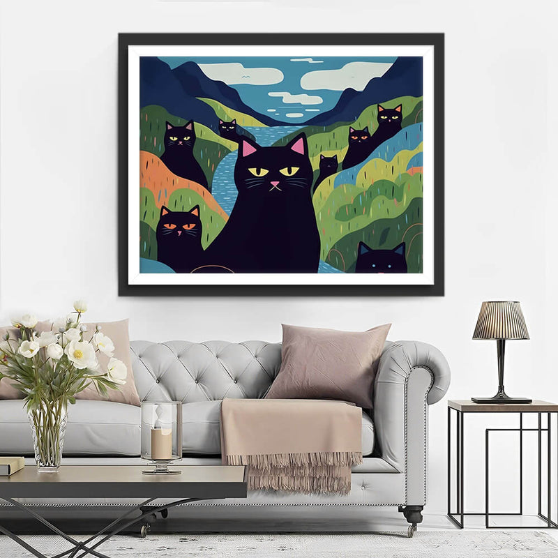 Black Cat Hiding in the Hillside Diamond Painting 