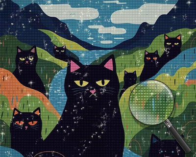 Black Cat Hiding in the Hillside Diamond Painting