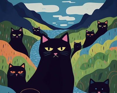Black Cat Hiding in the Hillside Diamond Painting