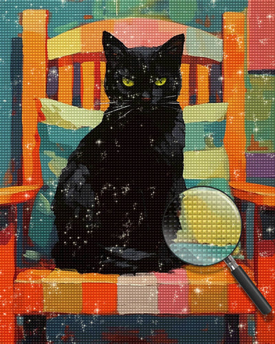 Black Cat on a Colorful Chair Diamond Painting