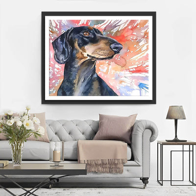Black Dachshund Dog Diamond Painting