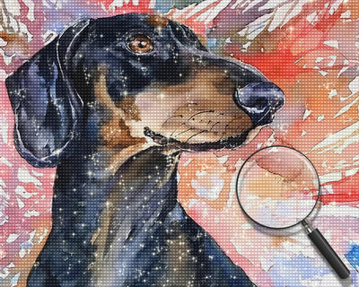 Black Dachshund Dog Diamond Painting