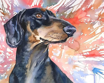 Black Dachshund Dog Diamond Painting