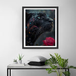 Black Leopard and Red Rose Diamond Painting