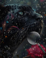 Black Leopard and Red Rose Diamond Painting