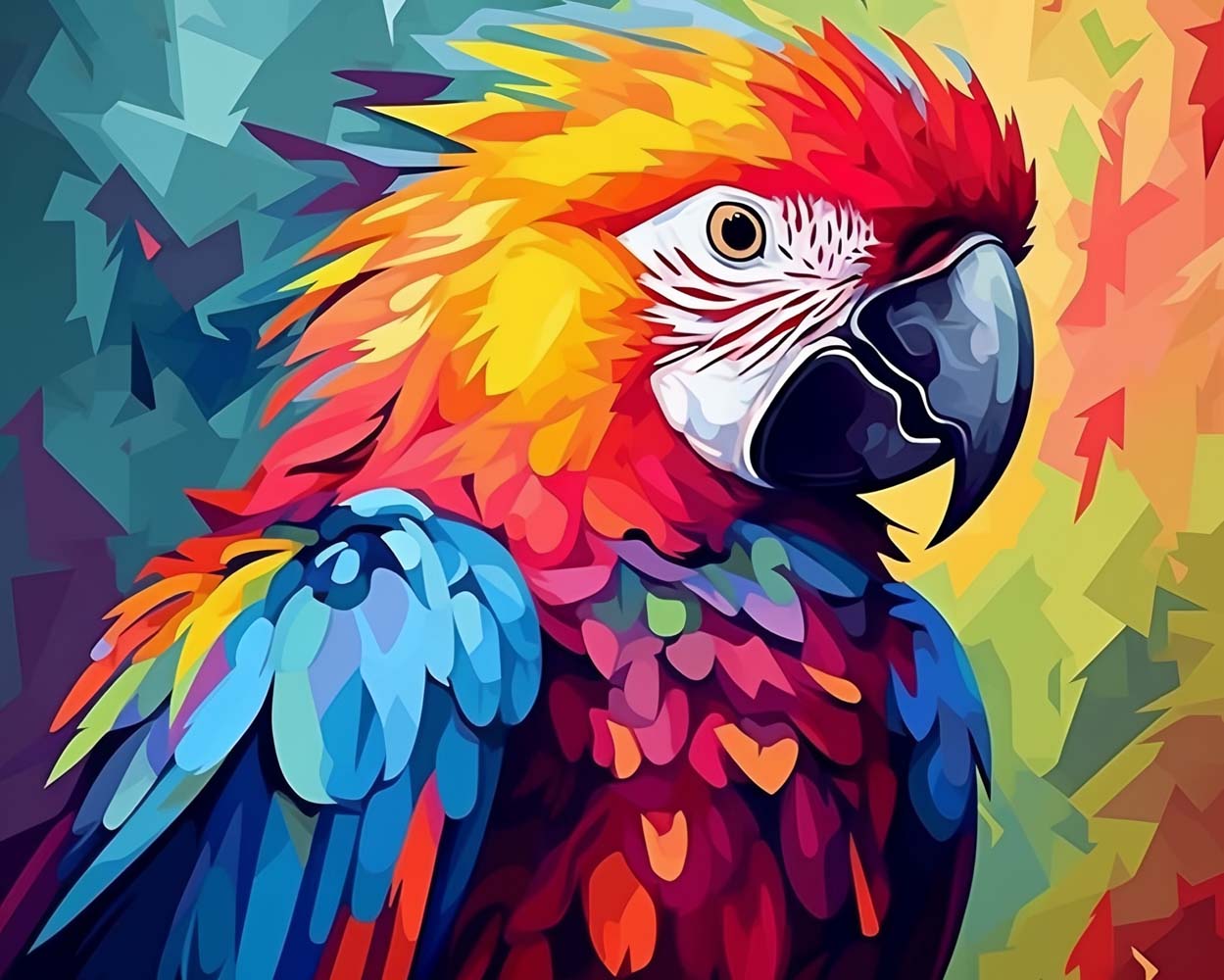 Blue and Orange Parrot Diamond Painting