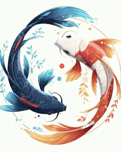 Blue and Red Fish Diamond Painting