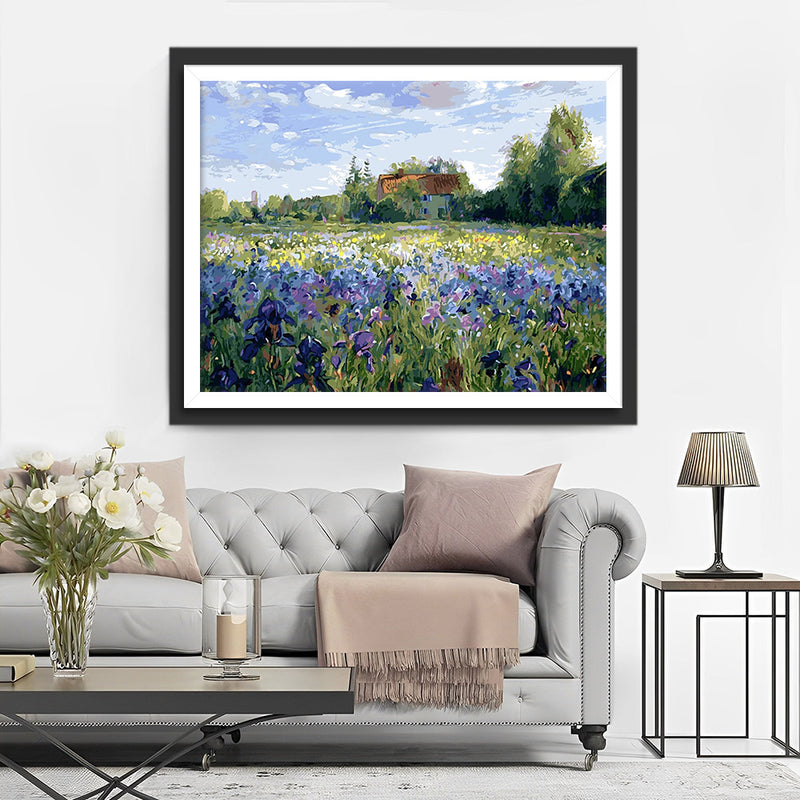 Blue Iris Field Diamond Painting