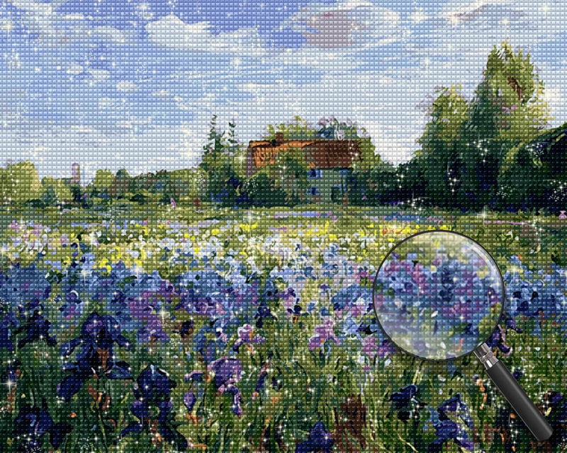 Blue Iris Field Diamond Painting