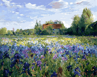 Blue Iris Field Diamond Painting