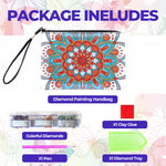 Blue-Orange Lotus Mandala Diamond Painting Wrist Bag 