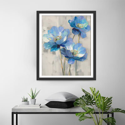 Blue Poppy Flowers Diamond Painting