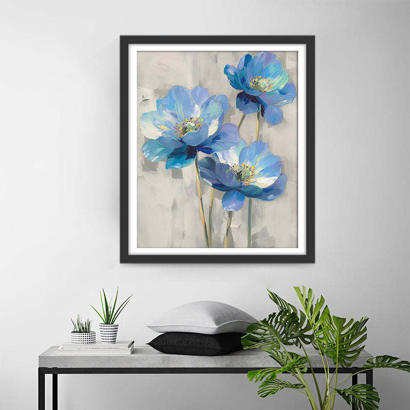 Blue Poppy Flowers Diamond Painting